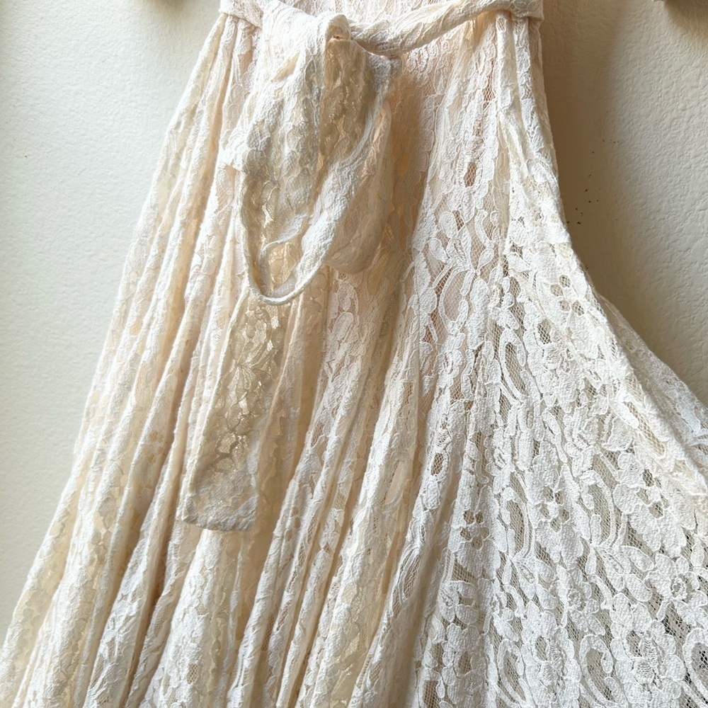 Anthropologie Cream Lace Maxi Dress with Puff Sleeves - Picture 6 of 16